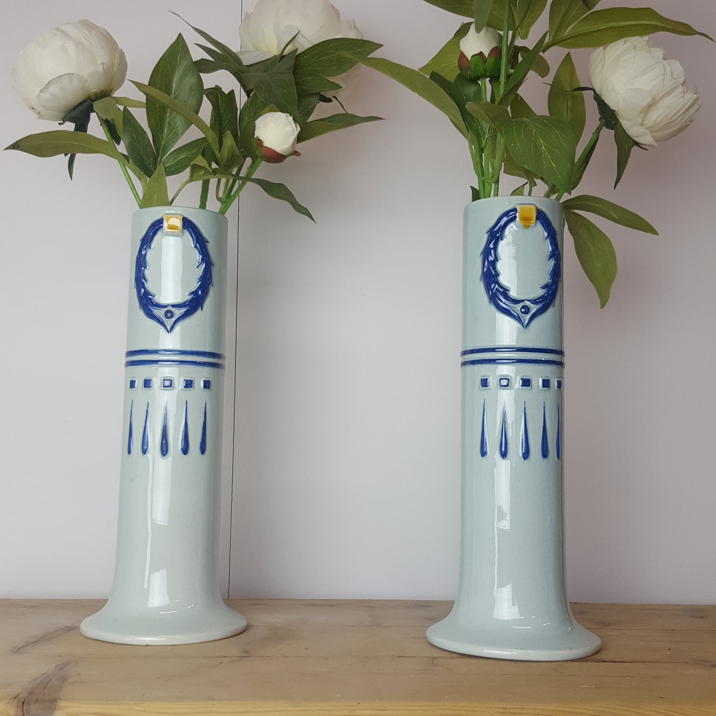 TWIN VASE & JARDINIERE PLANTER GARNITURE SET CIRCA 1900S