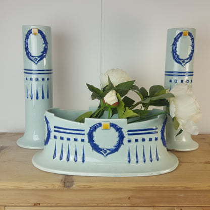 TWIN VASE & JARDINIERE PLANTER GARNITURE SET CIRCA 1900S