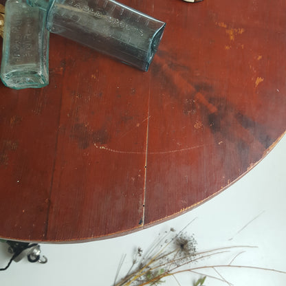 ANTIQUE PRIMITIVE DARK RED SWEDISH TAVERN TABLE CIRCA 1850s