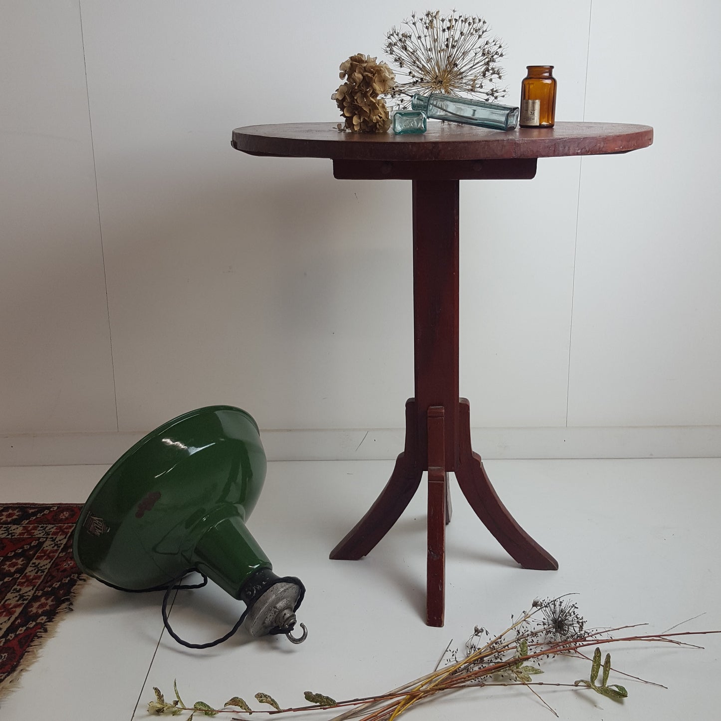 ANTIQUE PRIMITIVE DARK RED SWEDISH TAVERN TABLE CIRCA 1850s