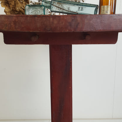 ANTIQUE PRIMITIVE DARK RED SWEDISH TAVERN TABLE CIRCA 1850s