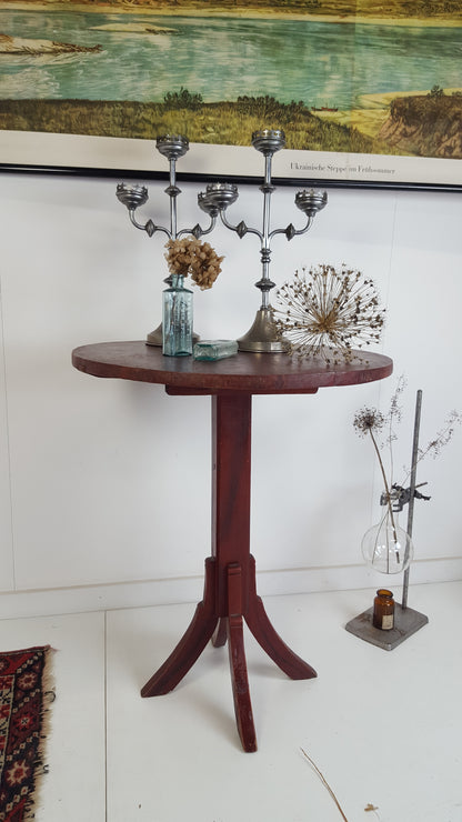 ANTIQUE PRIMITIVE DARK RED SWEDISH TAVERN TABLE CIRCA 1850s