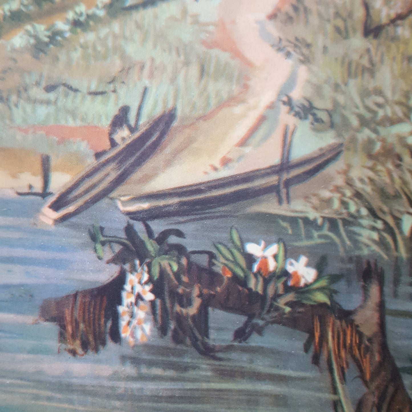 LARGE VINTAGE CLASSROOM WALL HANGING OF THE TROPICAL RAINFOREST CONGO