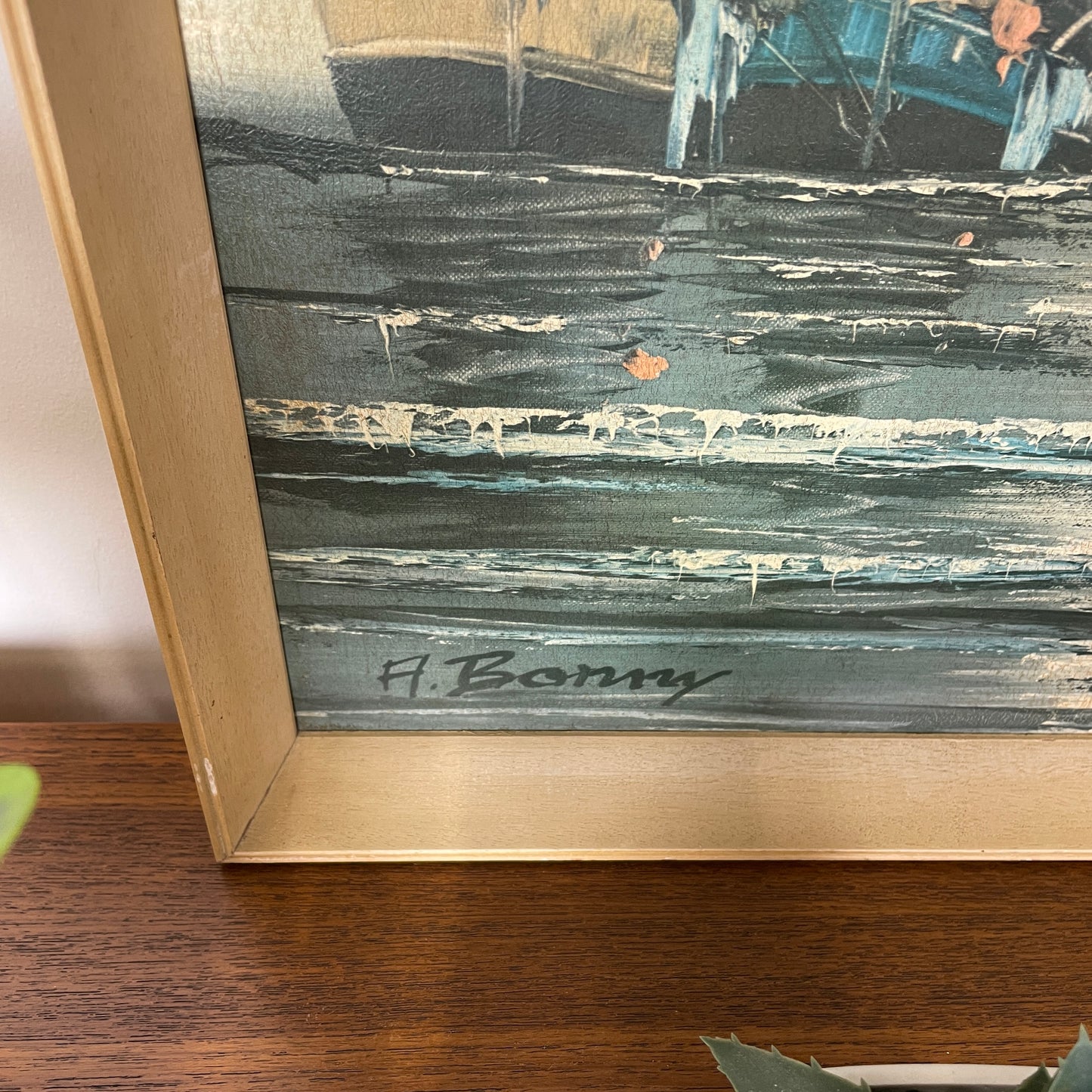 VINTAGE 1960S BOAT PRINT IN ORIGINAL FRAME