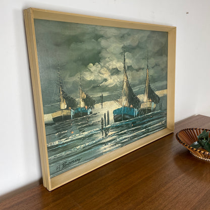 VINTAGE 1960S BOAT PRINT IN ORIGINAL FRAME