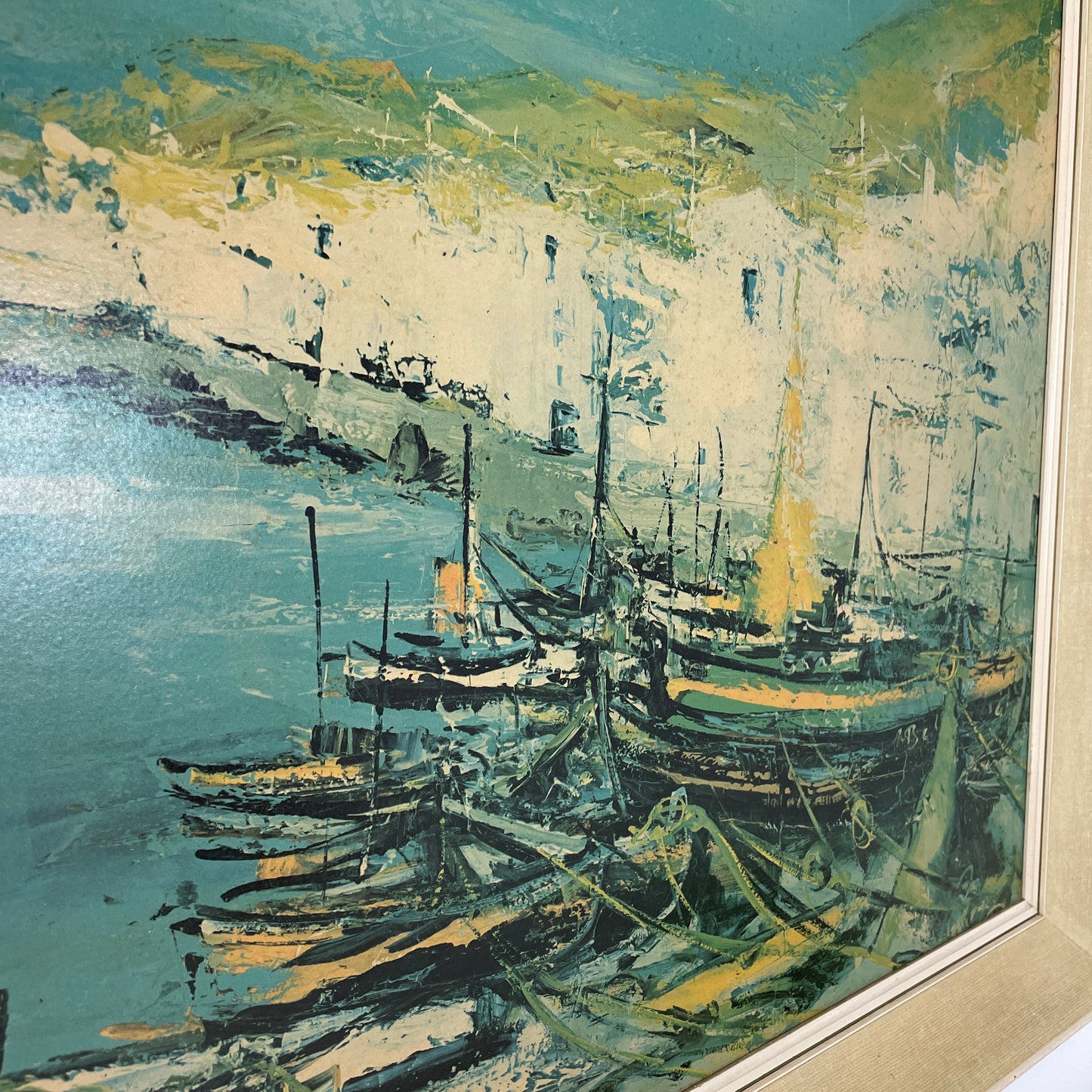 VINTAGE 1960S WHITE CLIFFS BOAT PRINT IN ORIGINAL FRAME