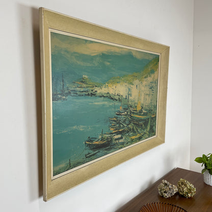 VINTAGE 1960S WHITE CLIFFS BOAT PRINT IN ORIGINAL FRAME