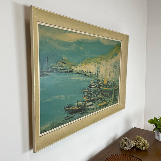 VINTAGE 1960S WHITE CLIFFS BOAT PRINT IN ORIGINAL FRAME