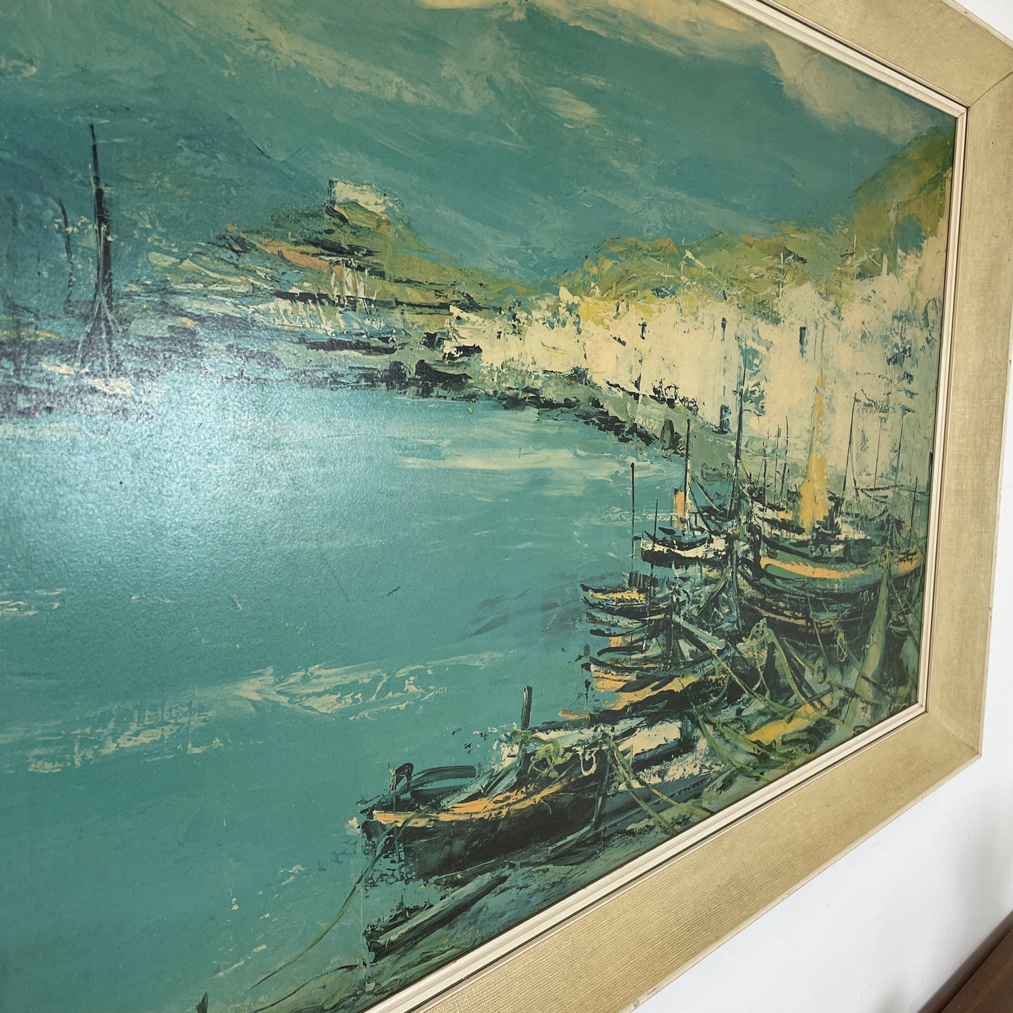 VINTAGE 1960S WHITE CLIFFS BOAT PRINT IN ORIGINAL FRAME