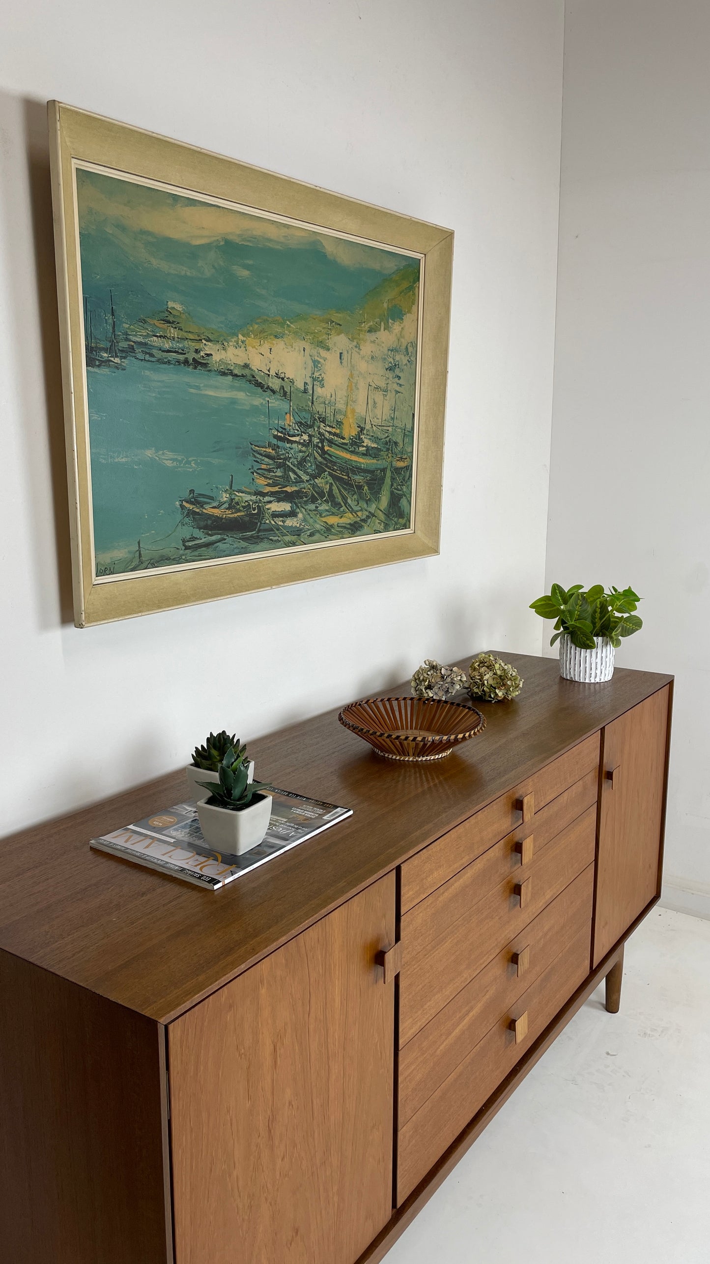 VINTAGE 1960S WHITE CLIFFS BOAT PRINT IN ORIGINAL FRAME