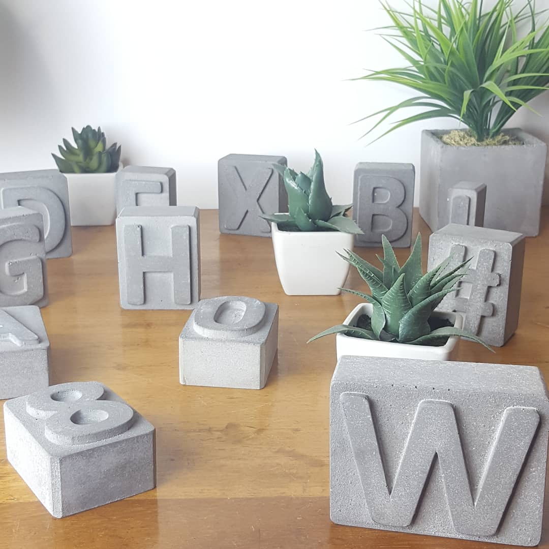 DECORATIVE CONCRETE BLOCKS -  LETTERS, NUMBERS, SYMBOLS x 4