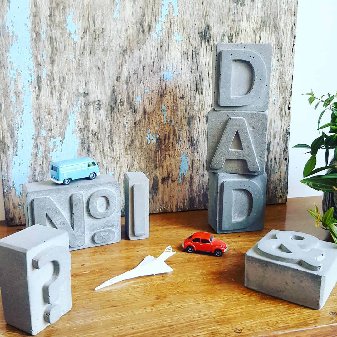 DECORATIVE CONCRETE BLOCKS -  LETTERS, NUMBERS, SYMBOLS x 4