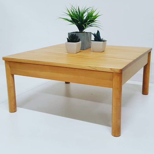 VINTAGE ERCOL ASH AND BEECH SQUARE COFFEE TABLE