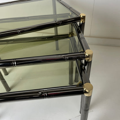 BOULANGER FRENCH METAL FAUX BAMBOO NESTING TABLES