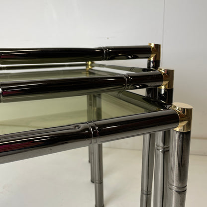 BOULANGER FRENCH METAL FAUX BAMBOO NESTING TABLES