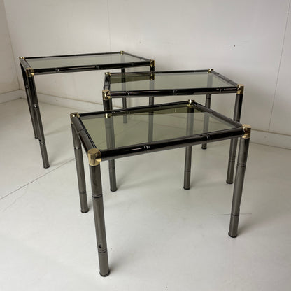 BOULANGER FRENCH METAL FAUX BAMBOO NESTING TABLES
