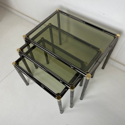 BOULANGER FRENCH METAL FAUX BAMBOO NESTING TABLES