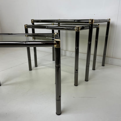 BOULANGER FRENCH METAL FAUX BAMBOO NESTING TABLES