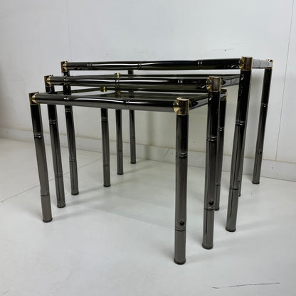 BOULANGER FRENCH METAL FAUX BAMBOO NESTING TABLES