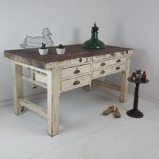 ENGLISH WORKBENCH / RUSTIC KITCHEN PREP ISLAND