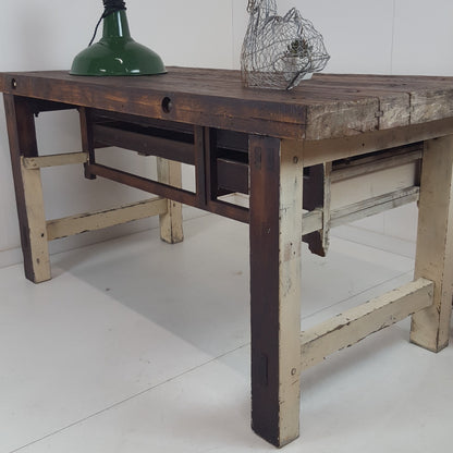 ENGLISH WORKBENCH / RUSTIC KITCHEN PREP ISLAND
